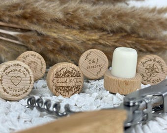 Personalisierte Weinkorken Holz mit Logo Gravur | Flaschenkorken individuell | Firmen Geschenk Hochzeit