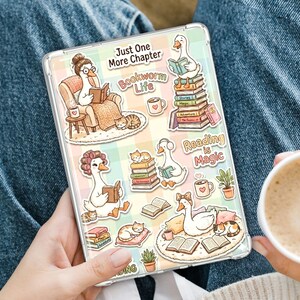Kindle Insert PNG for Bookworm, Book Cover Stickers, Silly Goose Clipart Cozy Doodle, Reading Tracker Goodnotes