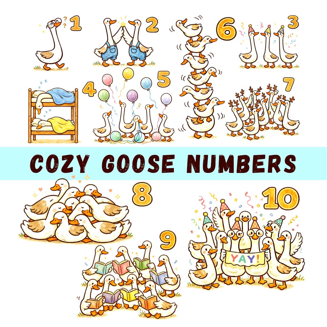 Silly Goose Nursery Decor, Cute Animal Numbers 1-10, Baby Shower Gift ...