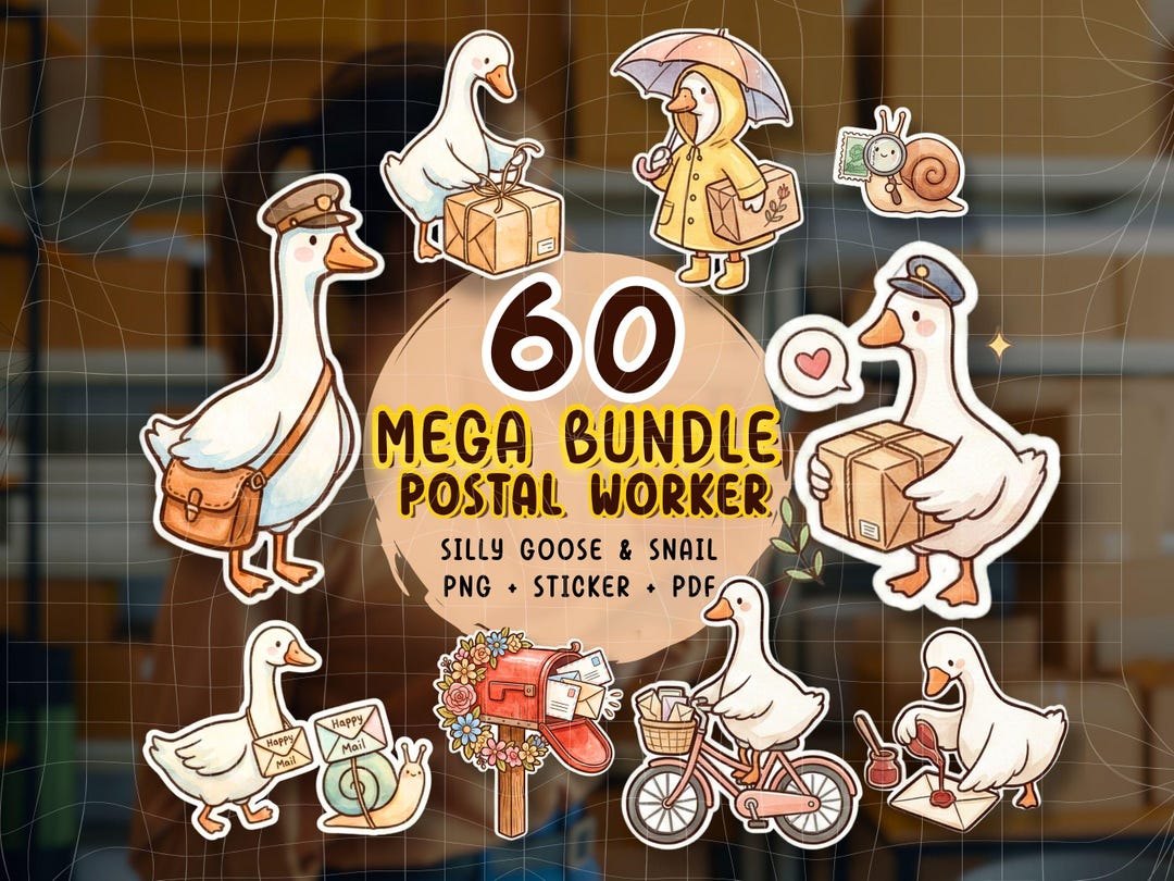 Postal Worker PNG Bundle, Printable Sticker Sheet, Digital Snail Mail ...