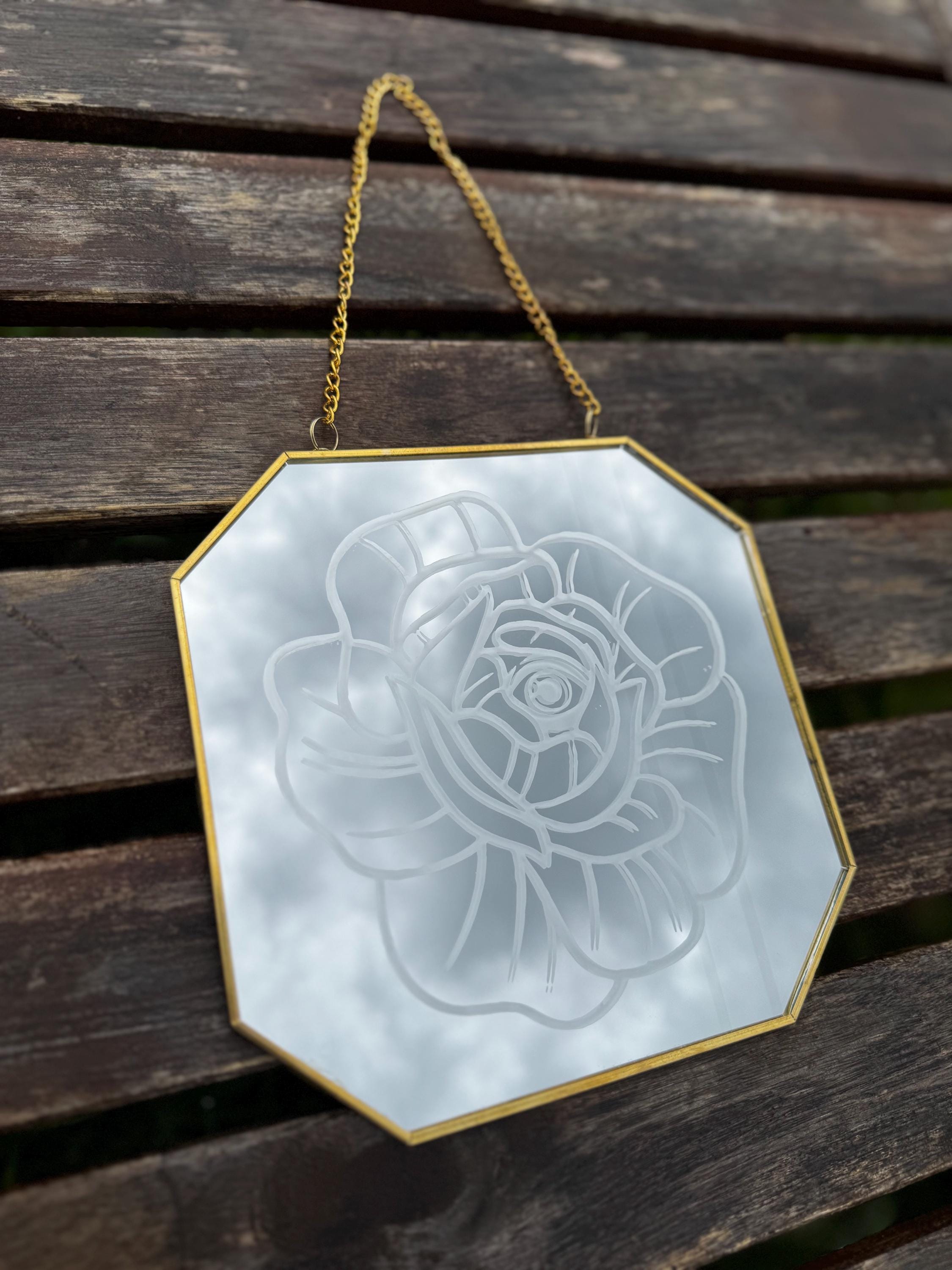 Etched Rose Mirror - Etsy