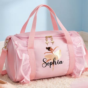 Sac de sport ballerine personnalisé, cadeau prénom personnalisé pour elle, cartable d'école de danse, cadeaux pour fille, cadeau de danse classique, sac d'équipement de cours de danse pour enfants