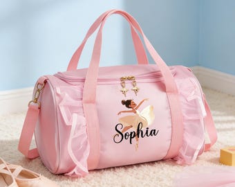 Borsa da viaggio personalizzata con ballerina, regalo con nome personalizzato per lei, borsa per la scuola di danza, regali per ragazze, regalo per balletto, borsa per attrezzatura da corso di danza per bambini