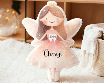 Personalized Tooth Fairy Letter Pillow,Custom Tooth Fairy Cushion with Baby Girl Name,Cute Baby Tooth Pillow for Her,Kids Bedroom Decoration