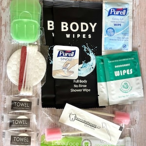 Compact Personal Care Travel Kit – No Rinse Wipes, Dental, Deodorant & Toiletry Essentials – Just in Case Hygiene Set for Travel, Camping,