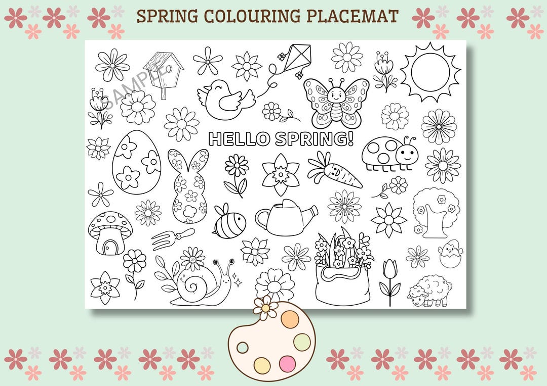 Spring Coloring Placemat - A4 Printable Spring Fun for Kids - Creative ...