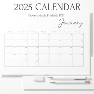 Minimalist 2025 Printable Calendar | Aesthetic Wall Calendar | Simple Monthly Planner | Modern Neutral Calendar PDF | Digital Download