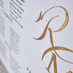 Acrylic Seating Chart - Find Your Seat Sign - Guest List Chart -Wedding Table Arrangement - 3D Gold Mirror - Assigned Seating image 3