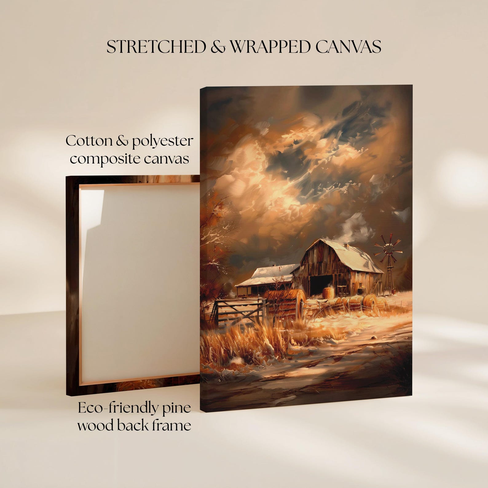Rustic Farmhouse Decor, Country Landscape Print, Winter Barn Wall Art ...