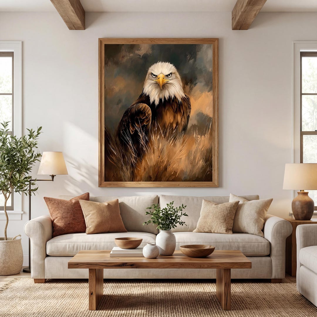 Bald Eagle Wall Art, Fierce Raptor Print, Patriotic Bird Decor - Etsy