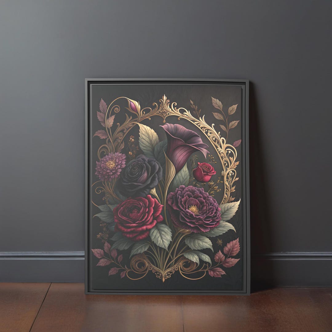 Gothic Rose Wall Art Dark Botanical Print Moody Vintage Rose Still Life ...