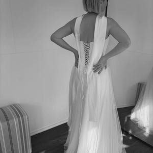 Corset and tulle skirt wedding dress