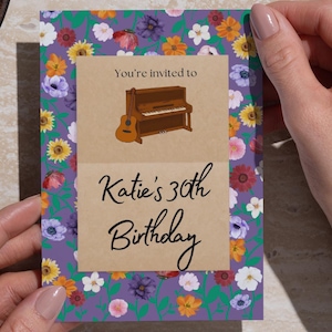 Debut Invitation Flowers - Birthday Party / Event / Lyrics / Listening Party - Piano Flowers - Surprise - Customisable Swift Template