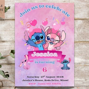 Convite de aniversário com ponto cruz, convite com ponto cruz e anjo, convite para festa com ponto cruz, modelo digital editável para impressão no Canva para download