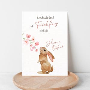 Schwäbische Osterkarte - Lustiger Frühlingsgruß - Karte mit Hasen auf Naturpapier, Osterkarte, Schwäbischer Spruch, Grußkarte, Ostern