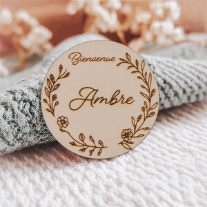 Carte naissance bienvenue prénom et fleurs – annonce bébé ou séance photo idée cadeau parents livraison gratuite