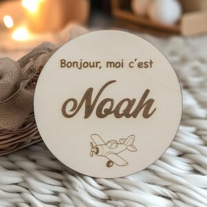 Carte naissance prénom et avion – idée cadeau bébé livraison gratuite