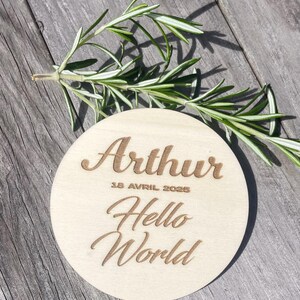 Carte original naissance personnalisée "Hello World"  Annonce naissance avec prénom & date gravés