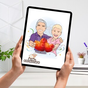 Caricatura de amor eterno / Retrato romántico de pareja, caricatura de amor eterno / Arte personalizado de aniversario de pareja mayor