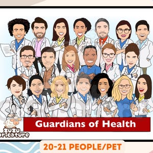 Medical Team Cartoon, Unique Digital Caricature Custom Doctor Caricature, Fun Personalized Digital Gift for Physicians & Healthcare Teams
