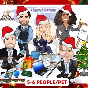 Divertente biglietto di Natale per ufficio contabilità, regalo per festa in ufficio, cartone animato per pensionamento contabile, biglietto di Natale personalizzato / 5-6 facce