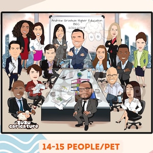 Personalisierte Software-Entwickler-Karikatur | Lustige IT Office Illustration | Arbeitsplatz Cartoon | Programmierer Geschenk | 14-15 Gesichter