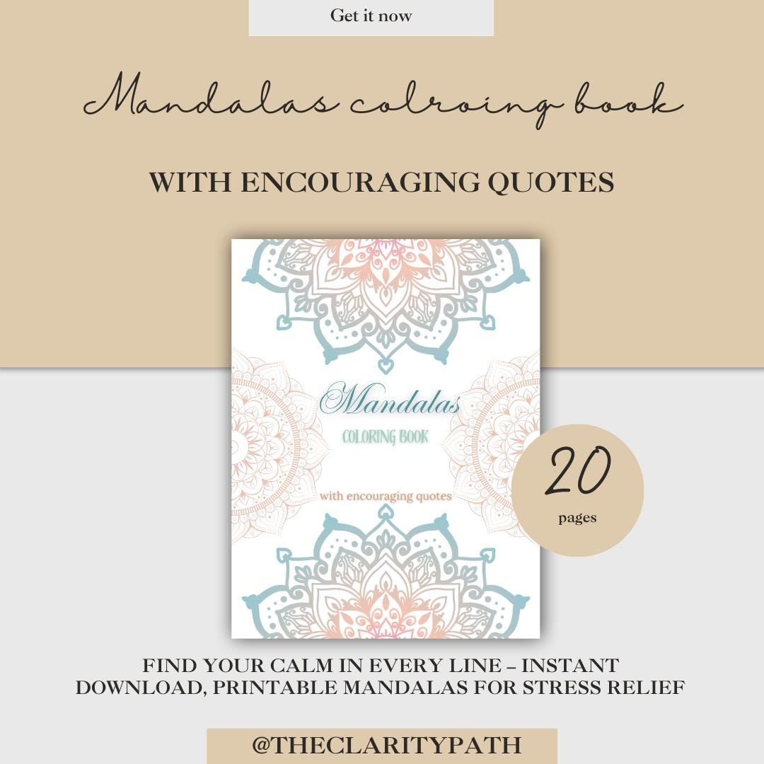 Printable Mandala Coloring Book for Adults | Mindfulness | Stress ...