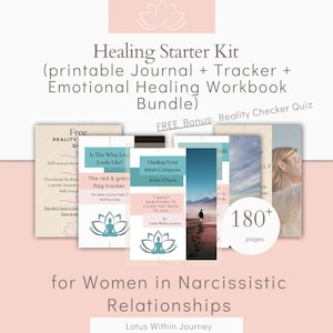 Healing Starter Kit for Women in Narcissistic Relationships | Printable Journal + Tracker + Emotional Healing Workbook Bundle
