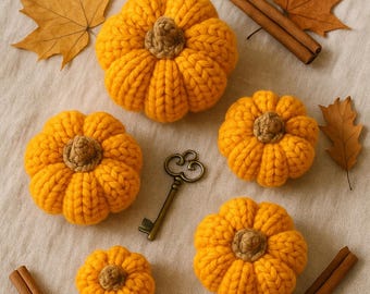 Grubo tkana dekoracja z dyni, ręcznie robione na szydełku dynie, jesienna ozdoba na Święto Dziękczynienia, rustykalny prezent na jesień w stylu wiejskim