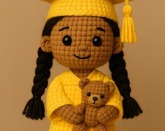 Custom Look Alike Crochet Doll Preschool Graduation Gift Personalized Graduation Doll For Kids, Kindergarten Graduate Gift, Cute Memory Doll