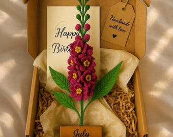 Eternal Crochet Snapdragon With Wooden Stand, July Birth Flower Desk Decor, Mother's Day Gift, Anniversary Home Decor