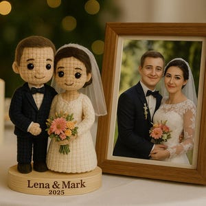 Personalized Wedding Couple Doll – Custom Crochet Amigurumi Gift for Anniversary or Newlyweds