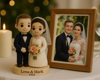 Personalized Wedding Couple Doll – Custom Crochet Amigurumi Gift for Anniversary or Newlyweds