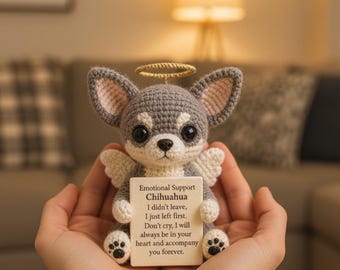 Pet Loss Gift Custom Crochet Angel Dog, Pet Memorial Keepsake, Dog Memorial Gift With Message, Hand Crocheted Pet Sympathy Keepsake