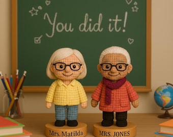 Look Alike leraar gehaakte pop, aangepast afscheidscadeau leraar, handgemaakte leraar waardering cadeau, pensioencadeau voor vrouwelijke leraren