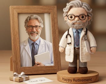 Personalized Crochet Doctor Doll Retirement Gift For Physicians And Nurses | Handmade Amigurumi Medical Professional Keepsake Decor