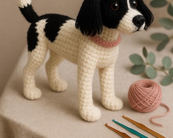 Custom Crochet Dog Plush Toy – Personalized Amigurumi Puppy Stuffed Animal, Handmade Kids Birthday Gift For Dog Mom