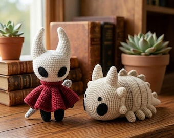 Pluszowa zabawka rycerz robiona na szydełku, lalka inspirowana postacią z gry, urocze amigurumi, prezent dla gracza, pluszowe stworzenie fantasy, ręcznie robiona zabawka.