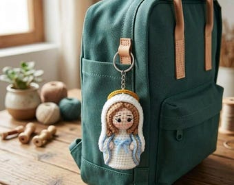 Brelok katolicki robiony na szydełku, brelok z Jezusem, Maryją Dziewicą, świętym, prezent religijny, prezent chrześcijański, ręcznie robiony amigurumi.