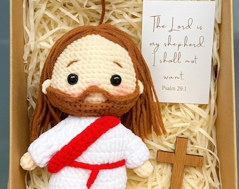 Crochet Jesus Doll Handmade Jesus Crochet Doll Plush – Soft Amigurumi Christian Toy, Baptism or Religious Gift