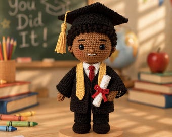Poupée personnalisée de remise des diplômes au crochet, cadeau personnalisé pour diplômés, Amigurumi fait main, occasion spéciale, souvenir
