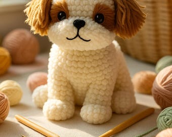 Spersonalizowana pluszowa zabawka dla psa wykonana na szydełku, ręcznie robiony pluszowy szczeniak amigurumi, spersonalizowany prezent dla dziecka, prezent urodzinowy dla mamy psa