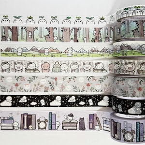 TheCoffeeMonsterzCo TCMC Washi Tape-monsters: natuur, spruiten, grillige bossen, bergen en weiden, Kerstmis, Halloween | Set B