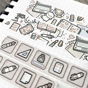 Muestras de cinta washi TCMC de TheCoffeeMonsterzCo - Colección del 9.º aniversario - Tabletop Treasures de 18 mm y Stationery Toolbar de 15 mm