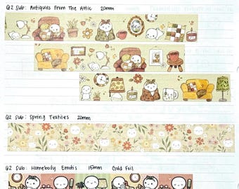 Muestras de cinta washi TCMC de TheCoffeeMonsterzCo - Suscripción del segundo trimestre de 2025, tema "Hogar, dulce hogar"