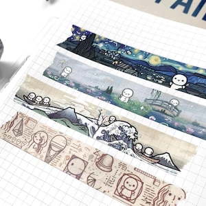 Muestras de cinta washi de TheCoffeeMonsterzCo TCMC "Oda a" Colección de Maestros Artistas, Lanzamientos de Aniversario 2023: Van Gogh, Monet, Hokusai, Da Vinci
