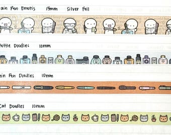 Muestras de cinta washi TCMC de TheCoffeeMonsterzCo - Wonder Pens Collab 1.0 y 2.0