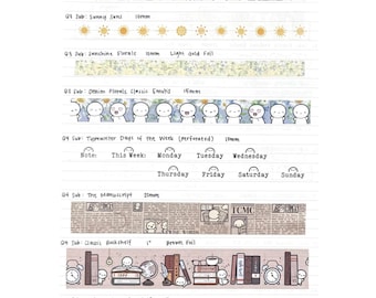 Muestras de cintas Washi de TheCoffeeMonsterzCo TCMC - Suscripciones 2024: Brunch dominical del tercer trimestre, Literatura clásica del cuarto trimestre.