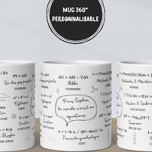Mok met gepersonaliseerde wetenschappelijke formules - Educatieve mok voor wetenschap, wiskunde, natuurkunde en scheikunde - Cadeau voor leraren, studenten en ingenieurs