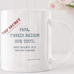 Personalized humorous dad mug - Original Father's Day gift, birthday gift - Funny and affectionate message mug for dad with his name in Morse code